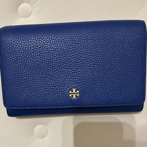 Tory Burch Royal Blue Pebbled Wallet